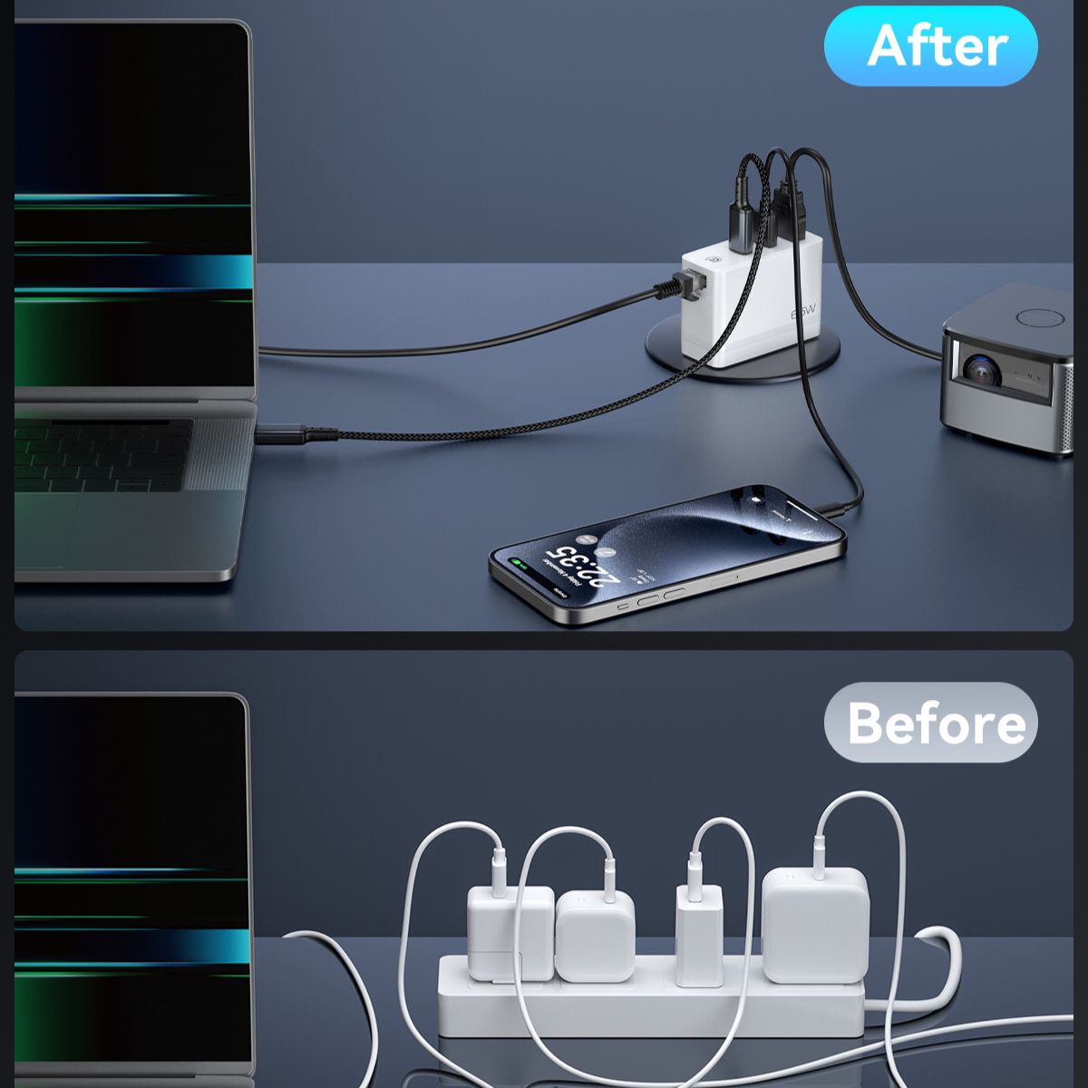 Poweradd PD 65W 4 Ports GAN Switch Dock Charger