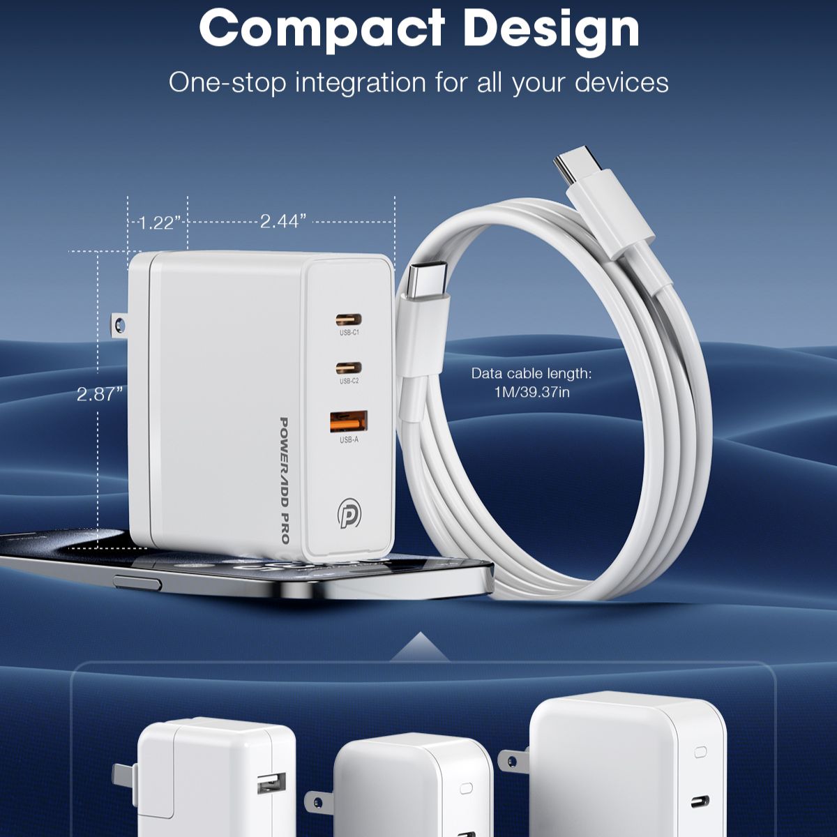 POWERADD PRO PD 100W 3-Port Charger