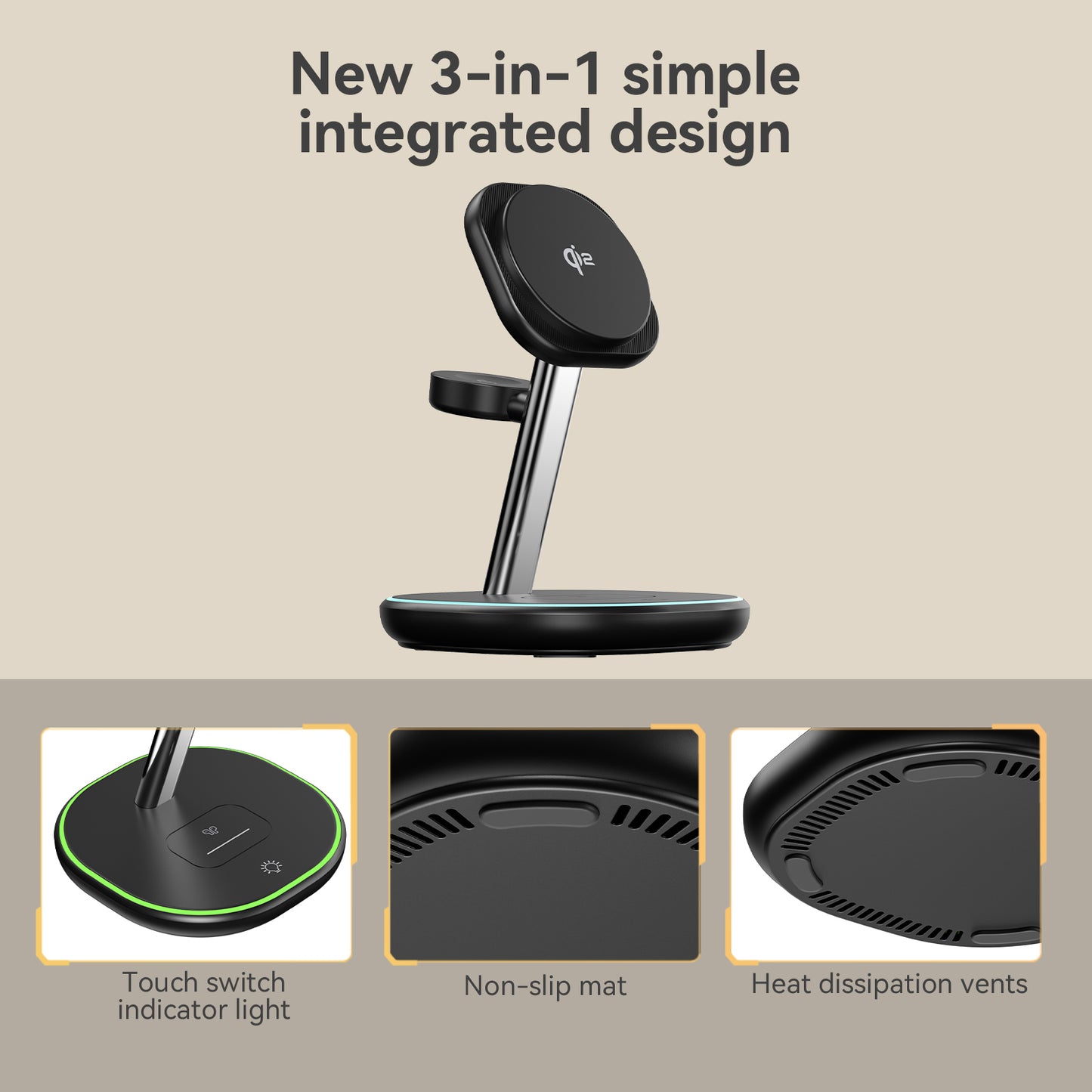 EnergyCell New Qi2 3-in-1 Wireless Charging Station