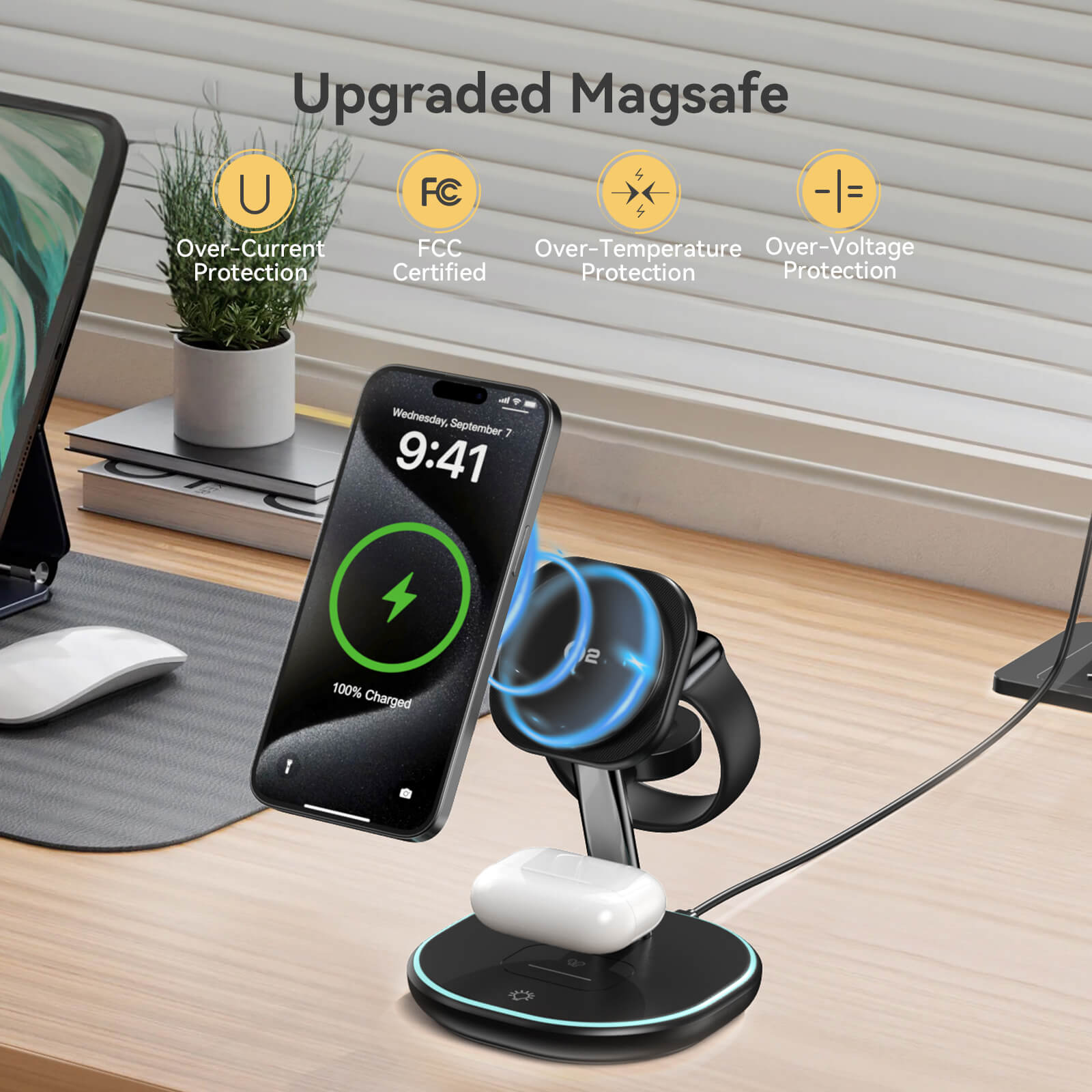 EnergyCell New Qi2 3-in-1 Wireless Charging Station