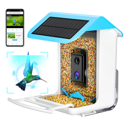 Smart Bird Feeder with Camera, Free AI Forever, Identify Bird Species, Solar Powered, Auto Capture & Notify